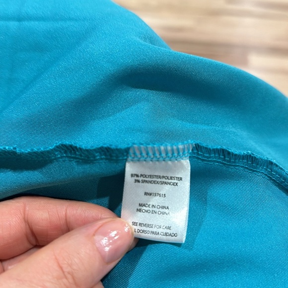 Tahiti Arthur S.Levine Teal Satin Midi Dress - Picture 6 of 11